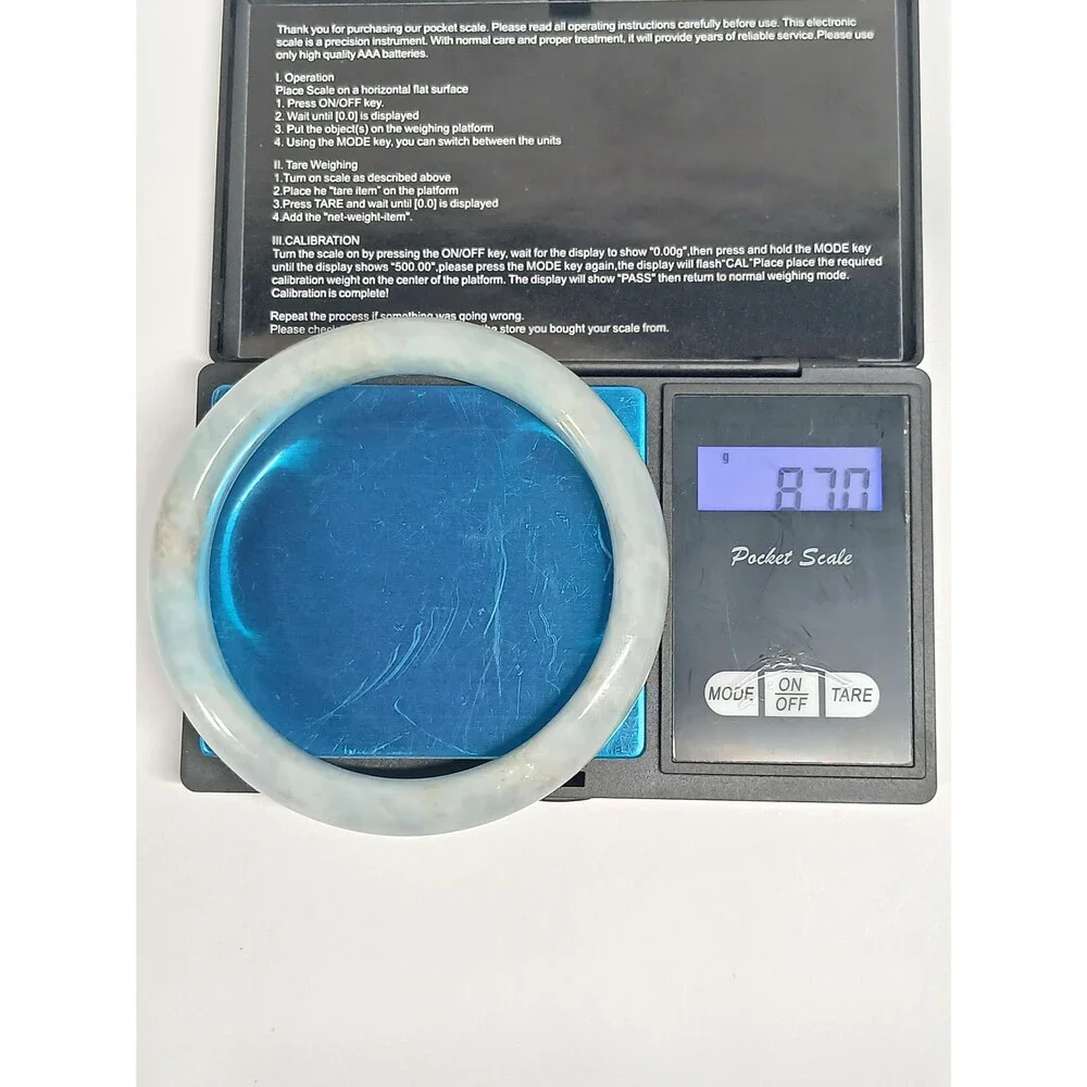 Baby Blue Jadeite Bangle 67mm Semi-Icy Translucent 87g